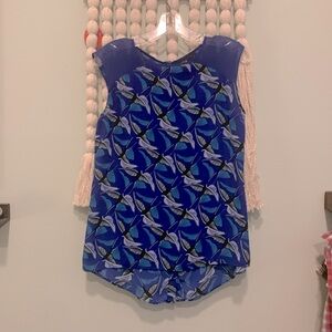 Apt 9 Royal Blue Sparrow Pattern Lightweight Dress Shirt Business Casual Small S